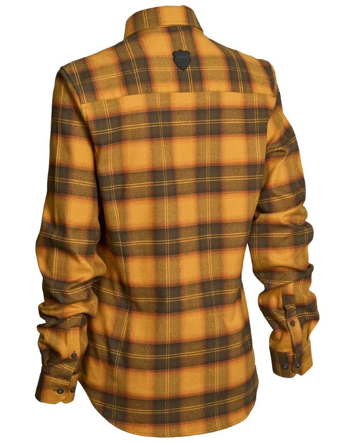Buckthorn coloured Northern Hunting Womens Astrid Organic Cotton Shirt on white background #colour_buckthorn