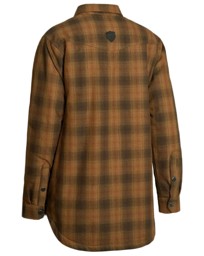 Brown coloured Northern Hunting Womens Estrid Insulated Flannel Shirt on white background #colour_brown