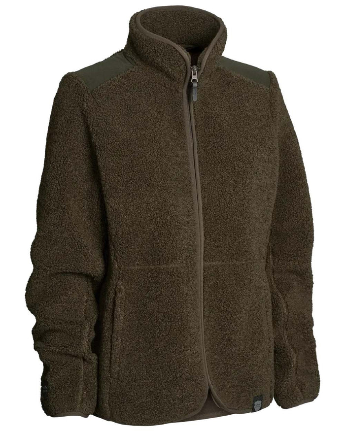 Dark Green coloured Northern Hunting Womens Gudrun Sherpa Fleece on white background #colour_dark-green