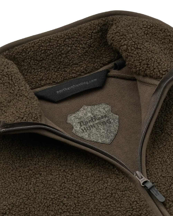 Dark Green coloured Northern Hunting Womens Gudrun Sherpa Fleece on white background #colour_dark-green