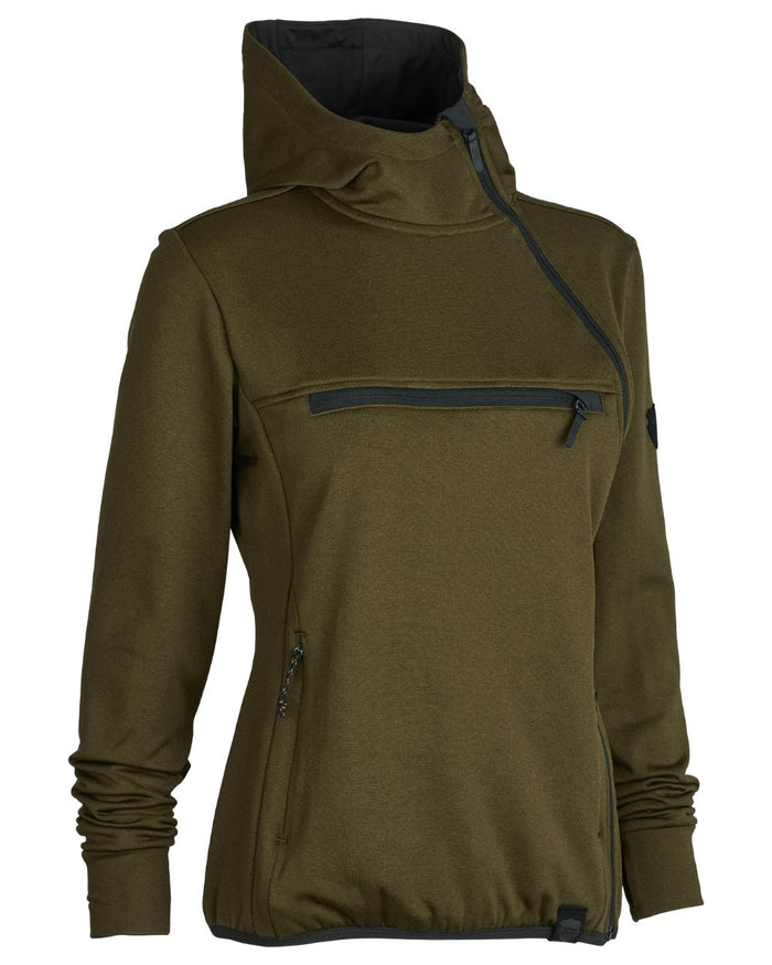 Green coloured Northern Hunting Womens Saga Insulated Sweatshirt on white background #colour_green