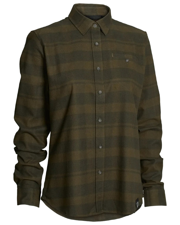 Green coloured Northern Hunting Womens Svala Organic Cotton Shirt on white background #colour_green