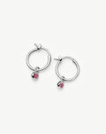 October Birthstone Mini Charm Hoop Earrings | Sterling Silver/Pink Tourmaline Earrings Missoma