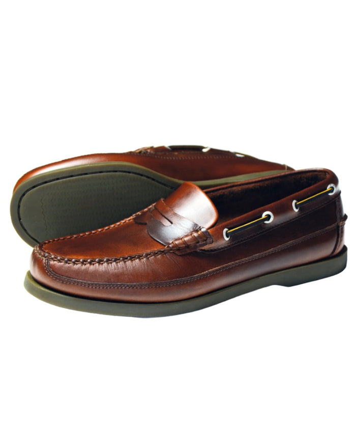 Elk Coloured Orca Bay Fripp Mens Leather Loafers On A White Background #colour_elk