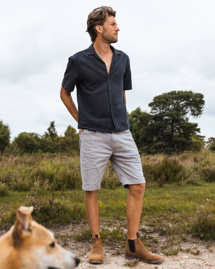 Sand coloured Orca Bay Mens Henley Shoes on grass background #colour_sand