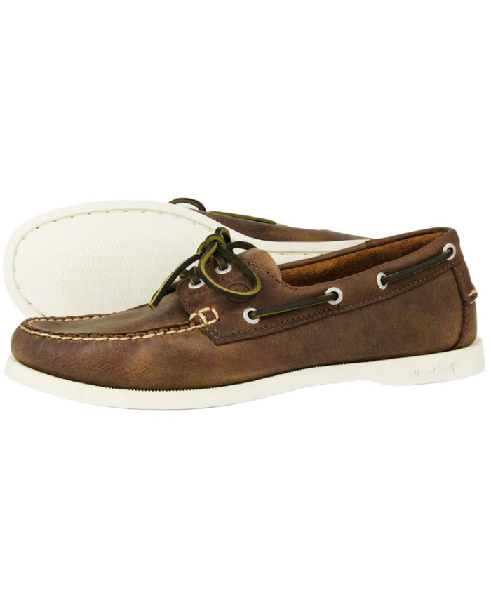 Russet Coloured Orca Bay Mens Maine Deck Shoes on white background #colour_russet