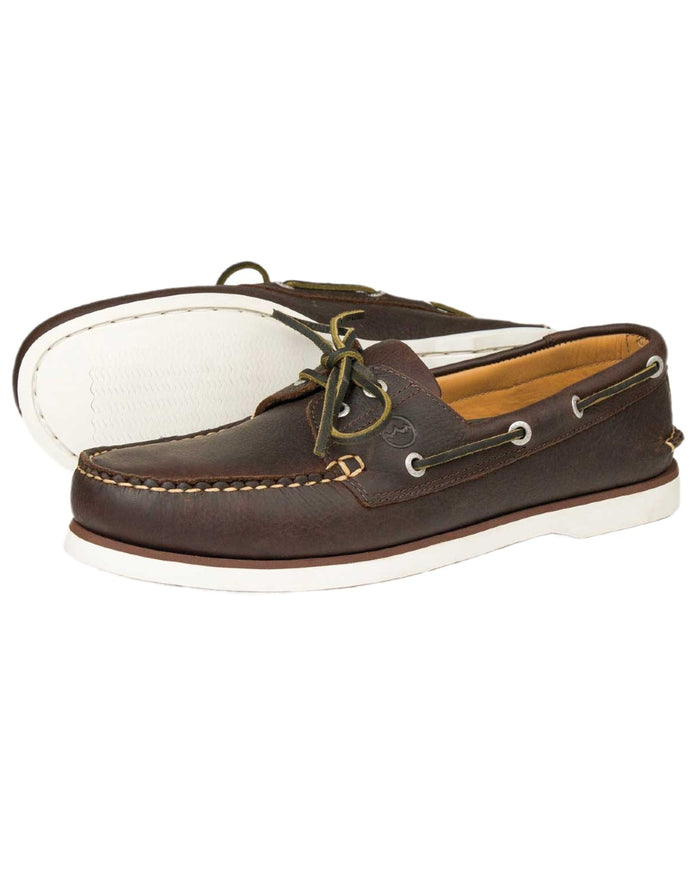 Dark Brown Coloured Orca Bay Mens Portland Premium Ocean Gold Shoes on white background #colour_dark-brown