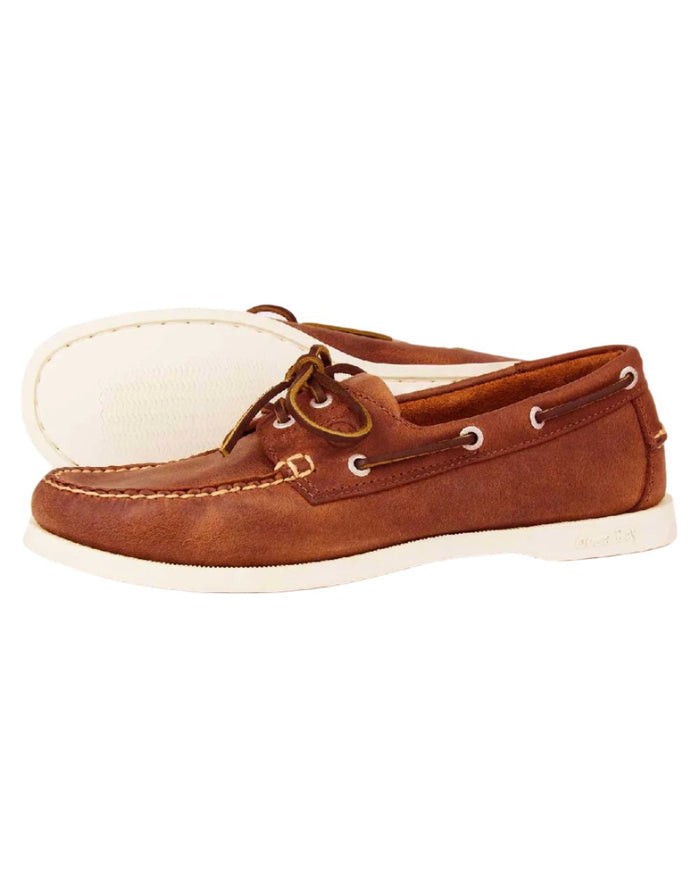 Havana Coloured Orca Bay Womens Maine Deck Shoes on white background #colour_havana