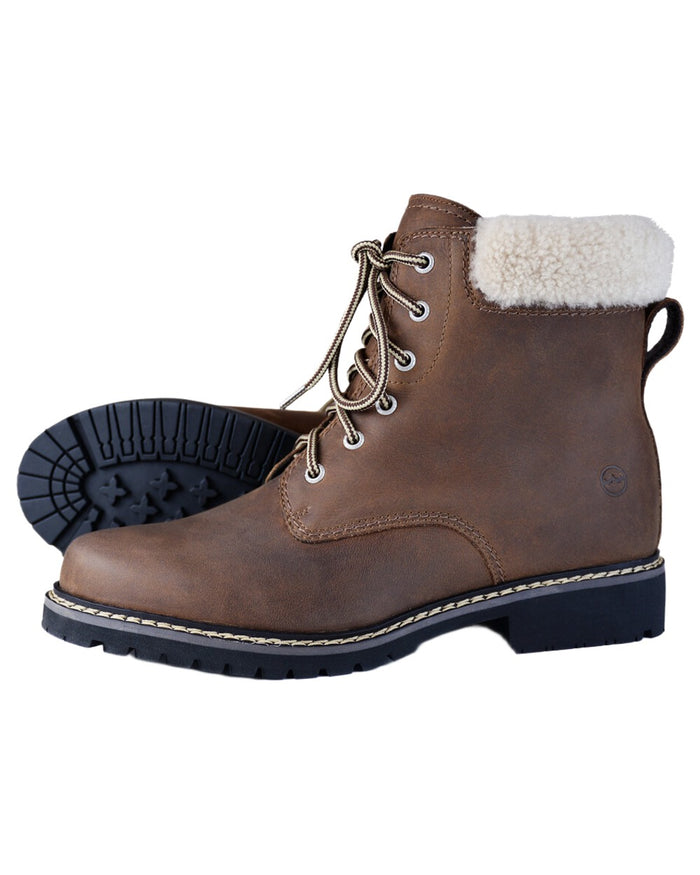 Brown coloured Orca Bay Womens Real Sheepskin Lining Pennine Boots on white background #colour_brown