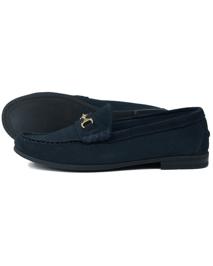 Navy coloured Orca Bay Womens Zurich Loafers on white background #colour_navy