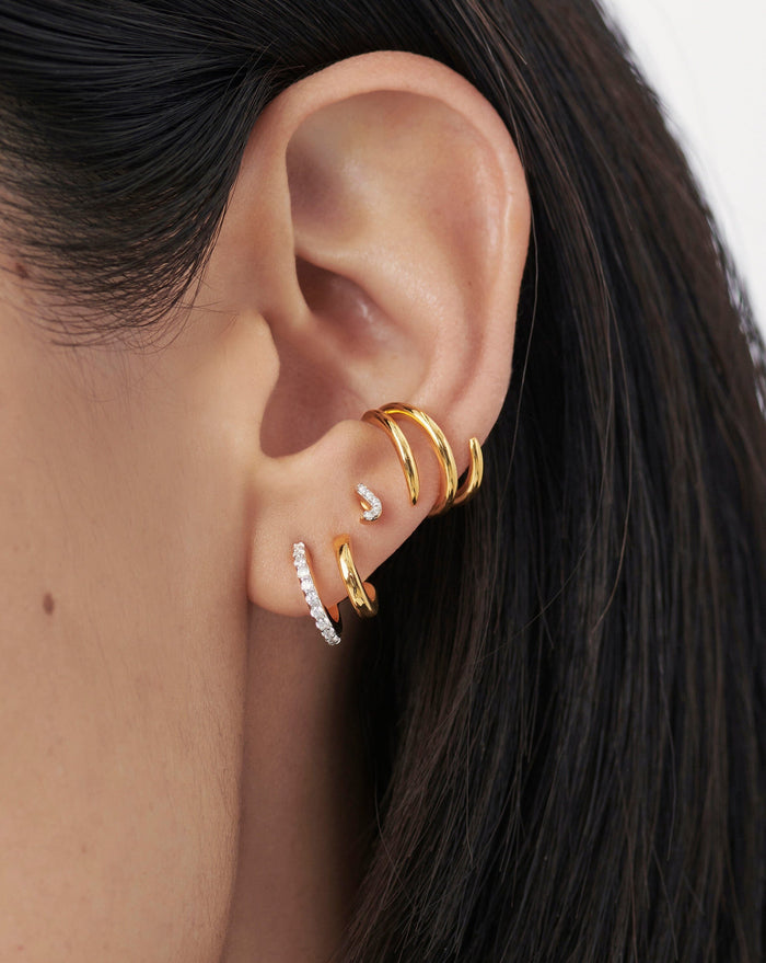 Pave Initial Single Stud Earring - Initial J | 18ct Gold Plated Vermeil/Cubic Zirconia Earrings Missoma