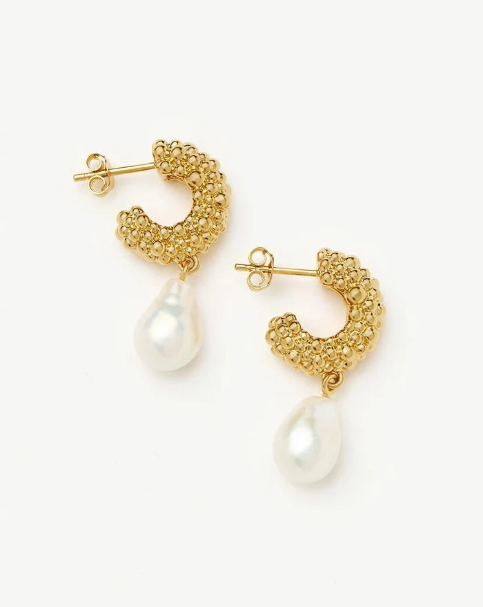 Pearl Baya Charm Hoop Earrings | 18ct Gold Plated/Pearl Earrings Missoma