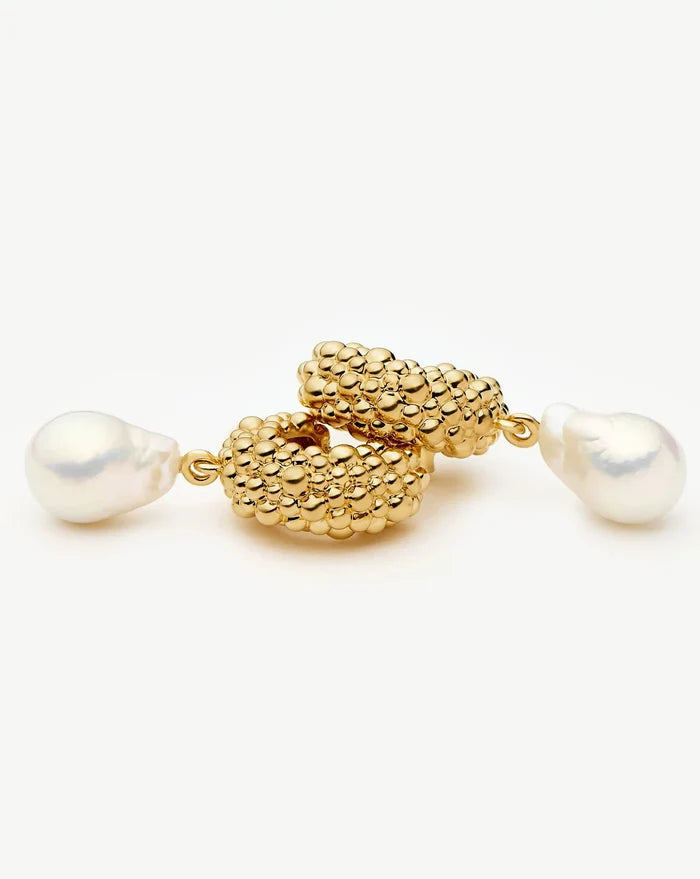 Pearl Baya Charm Hoop Earrings | 18ct Gold Plated/Pearl Earrings Missoma