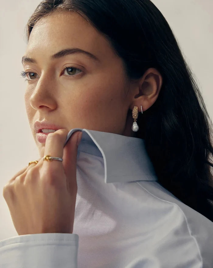 Pearl Baya Charm Hoop Earrings | 18ct Gold Plated/Pearl Earrings Missoma