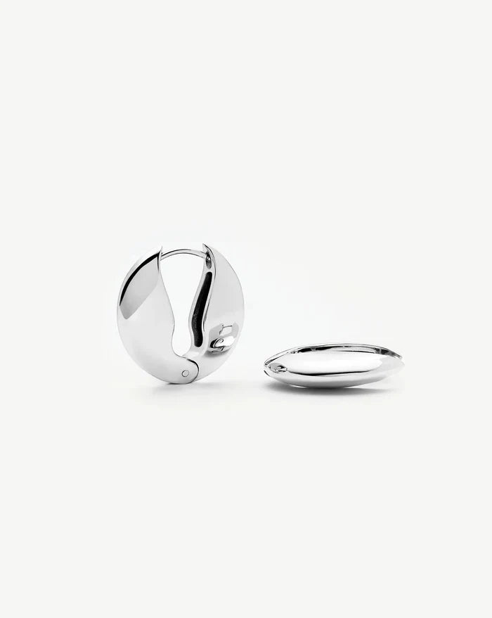 Pebble Hinged Hoop Earrings | Platinum Plated Earrings Missoma