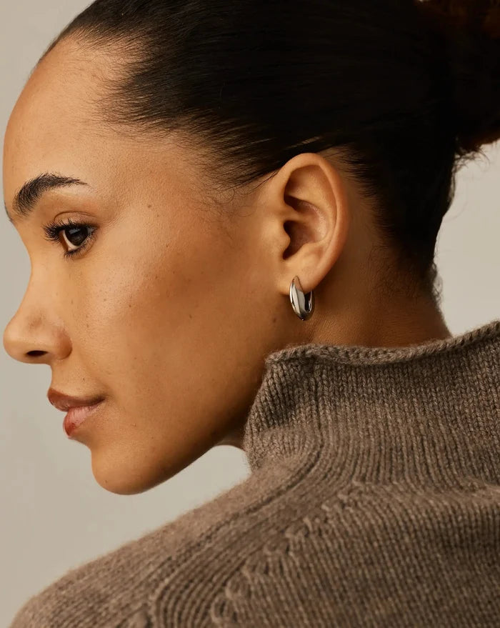 Pebble Hinged Hoop Earrings | Platinum Plated Earrings Missoma