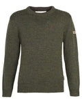 Khaki coloured Percussion Childrens Embroidered Crew Neck Jumper on white background #colour_khaki