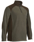 Khaki coloured Percussion Fleece Polo Jacket on white background #colour_khaki