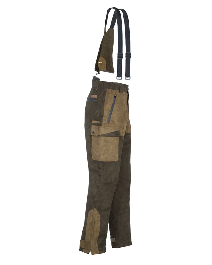 Light Khaki coloured Percussion Grand Nord Salopette Trousers on white background #colour_light-khaki
