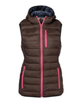 Brown coloured Percussion Ladies Trekking Quilted Gilet on white background #colour_brown
