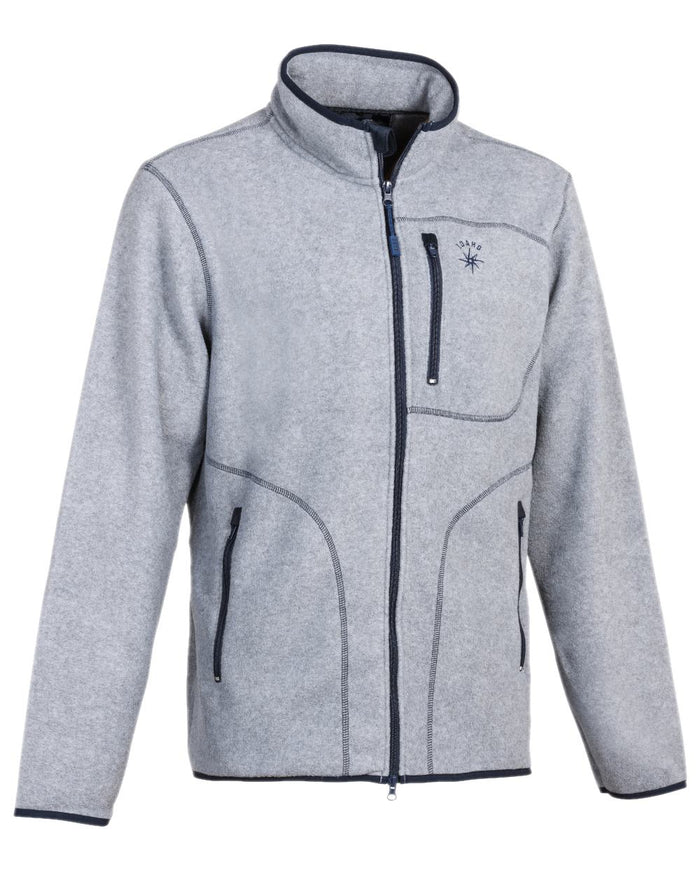Heather Gray Coloured Percussion Mens Grand Voile Fleece Jacket on white background #colour_heather-gray
