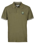 Khaki Coloured Percussion Mens Short Sleeved Polo Shirt on white background #colour_khaki