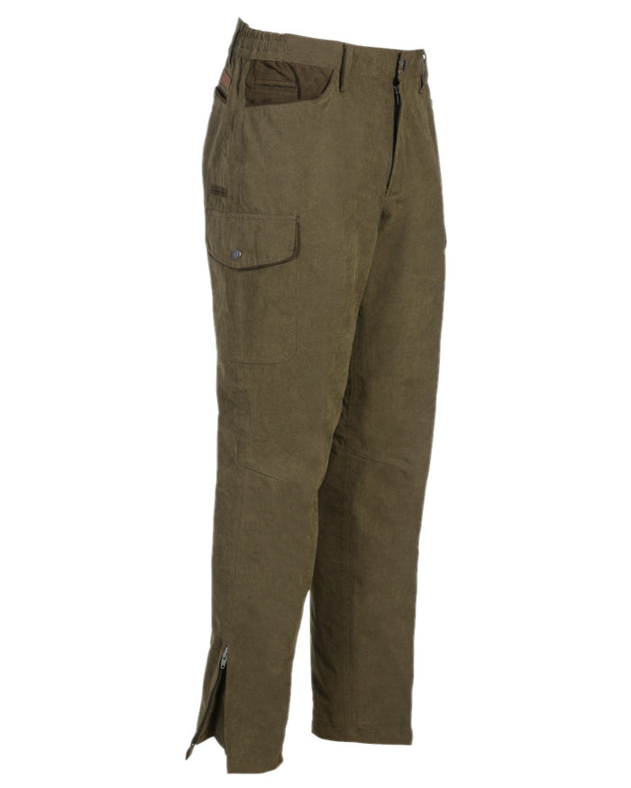 Khaki coloured Percussion Rambouillet Original Waterproof Trousers on white background #colour_khaki
