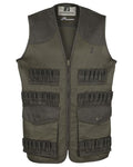Khaki coloured Percussion Savane Maxi Tubes Gilet on white background #colour_khaki