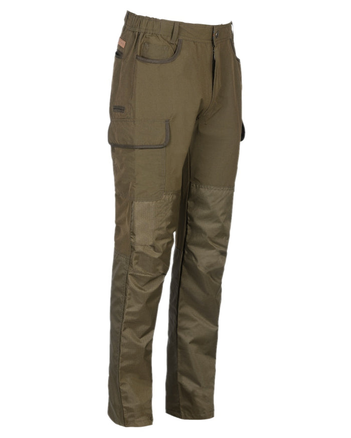 Khaki coloured Percussion Savane Reinforced Hyperstretch Trousers on white background #colour_khaki