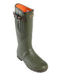 Khaki coloured Percussion Sologne Neoprene Wellington Boots on white background #colour_khaki