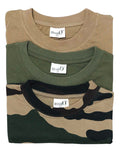 Khaki Beige Camo coloured Percussion T-Shirts Camo Three Pack on white background #colour_khaki-beige-camo