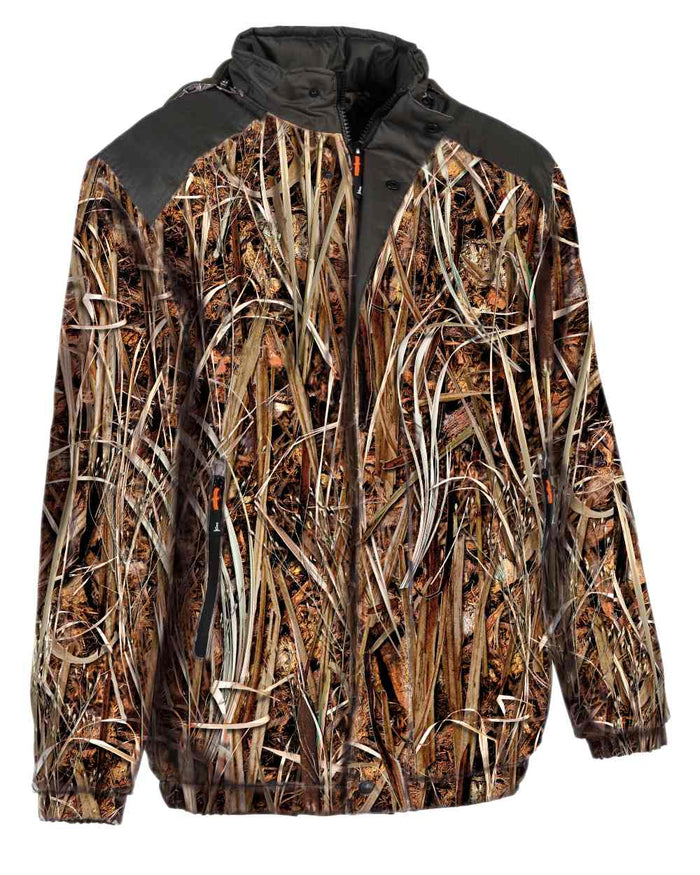 Camo Wet coloured Percussion Warm Padded Windbreaker Jacket on white background #colour_camo-wet