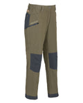 Khaki coloured Percussion Womens Savane Stretch Trousers on white background #colour_khaki