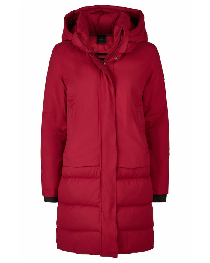 Rumba Red Coloured Pikeur Quilted Raincoat On A White Background #colour_rumba-red