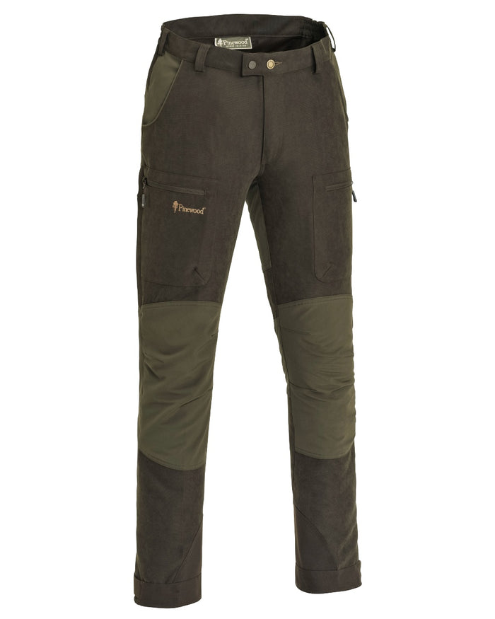 Suede Brown Dark Olive coloured Pinewood Childrens Caribou Hunt Trousers on white background #colour_suede-brown-dark-olive