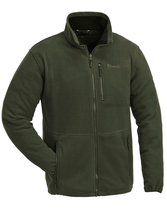 Green coloured Pinewood Childrens Finnveden Fleece Jacket on white background #colour_green