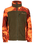 Strata Blaze Hunter Green coloured Pinewood Childrens Furudal Hunters Camou Fleece Jacket on white background #colour_strata-blaze-hunter-green