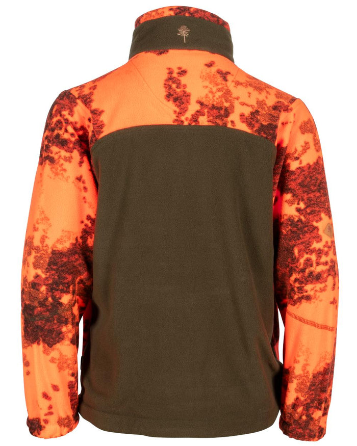 Strata Blaze Hunter Green coloured Pinewood Childrens Furudal Hunters Camou Fleece Jacket on white background #colour_strata-blaze-hunter-green