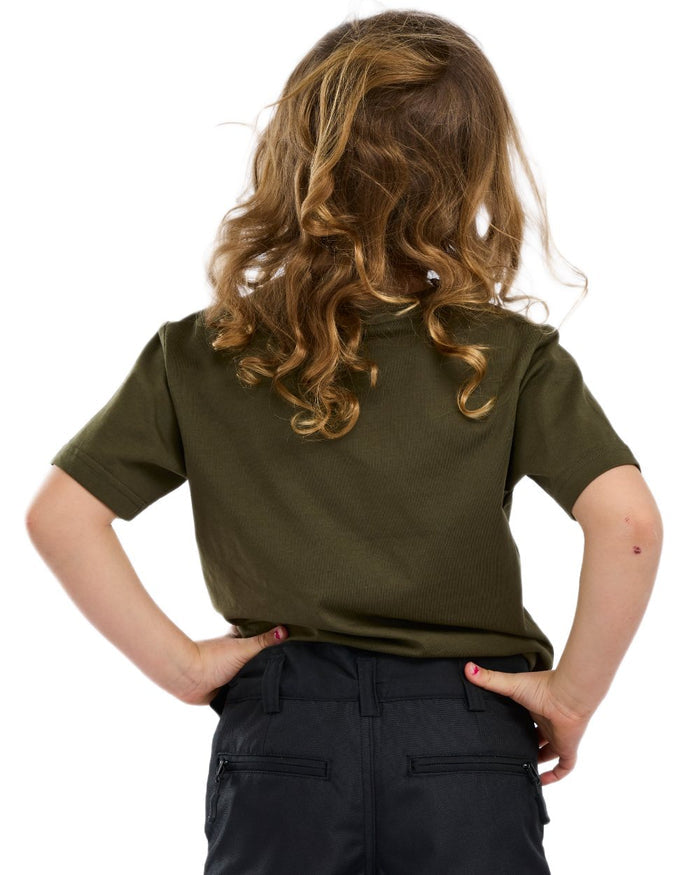 Green coloured Pinewood Childrens Moose T-Shirt on white background #colour_green