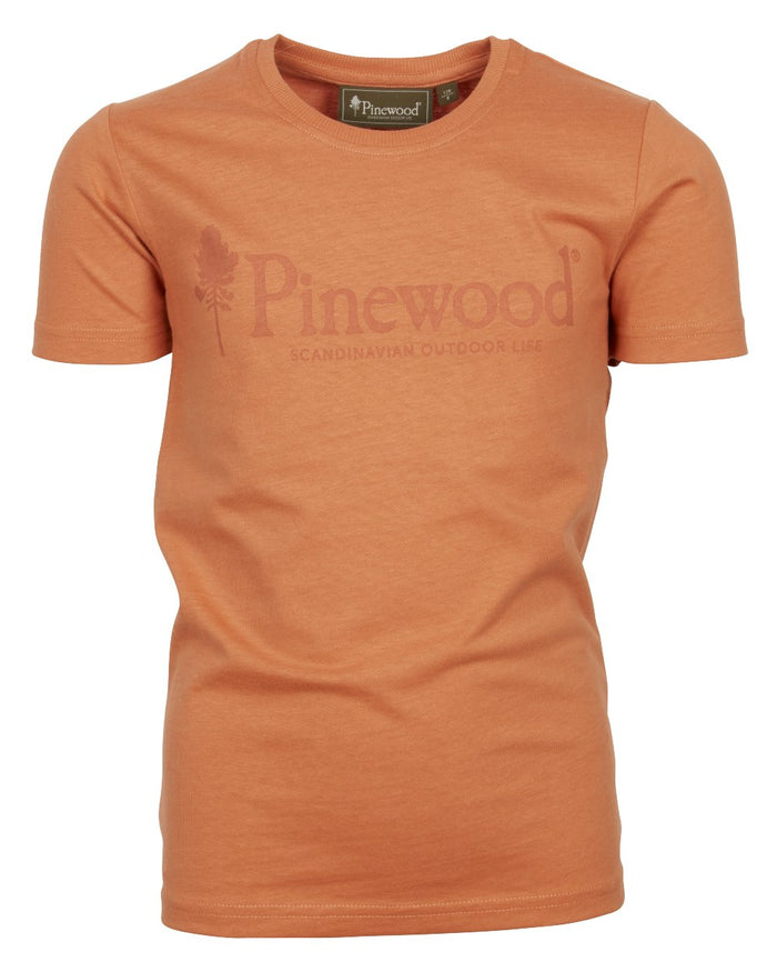 Light Terracotta coloured Pinewood Childrens Outdoor Life T-Shirt on white background #colour_light-terracotta