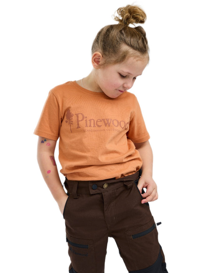 Light Terracotta coloured Pinewood Childrens Outdoor Life T-Shirt on white background #colour_light-terracotta