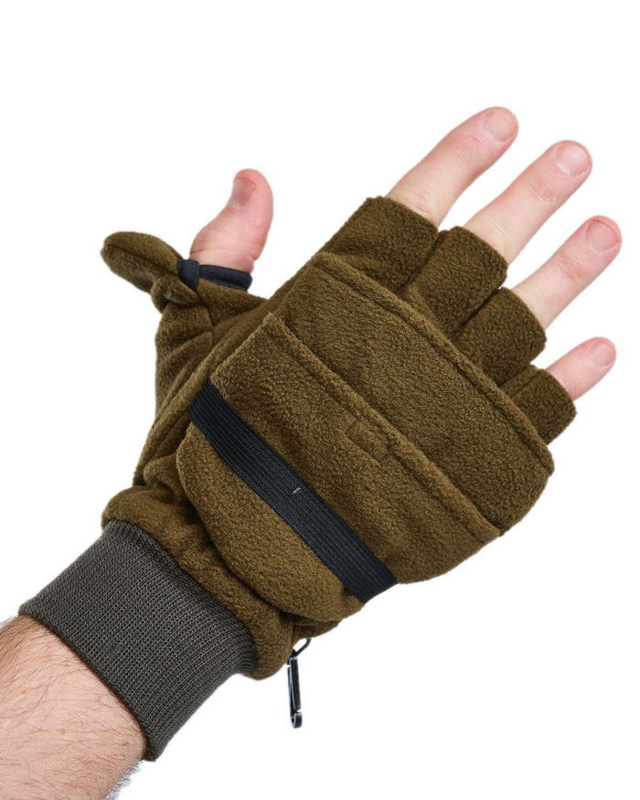 Hunting Green Coloured Pinewood Fishinghunting Gloves on white background #colour_hunting-green