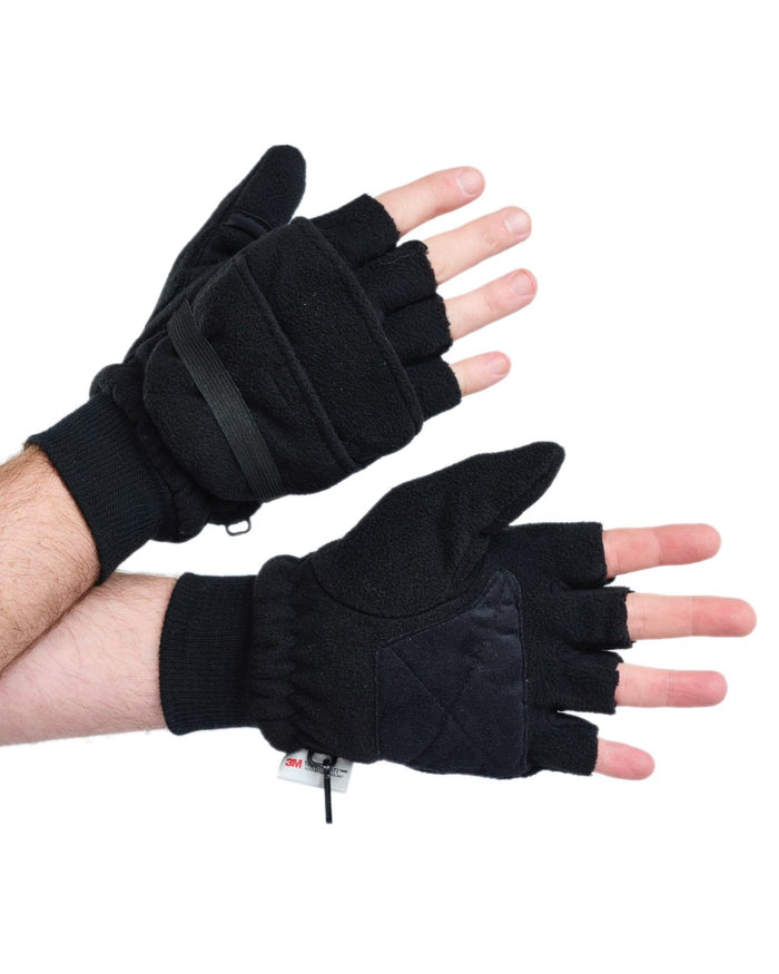 Black Coloured Pinewood Fishinghunting Gloves on white background #colour_black