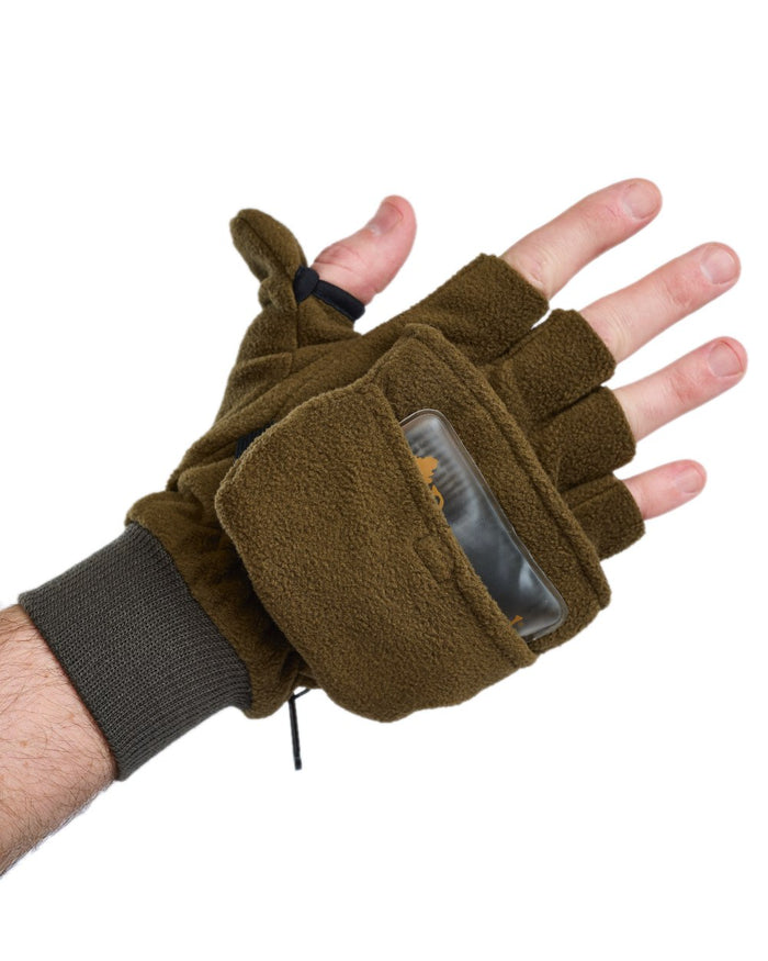 Hunting Green Coloured Pinewood Fishinghunting Gloves on white background #colour_hunting-green