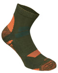 Olive coloured Pinewood Insectsafe Cotton Mid Socks on white background #colour_olive