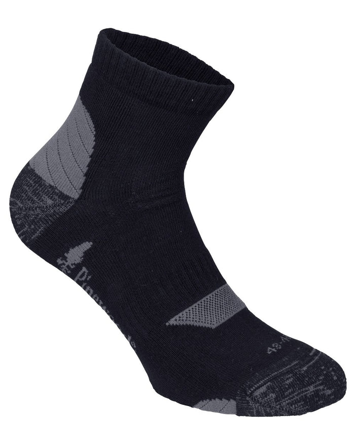 Black coloured Pinewood Insectsafe Cotton Mid Socks on white background #colour_black