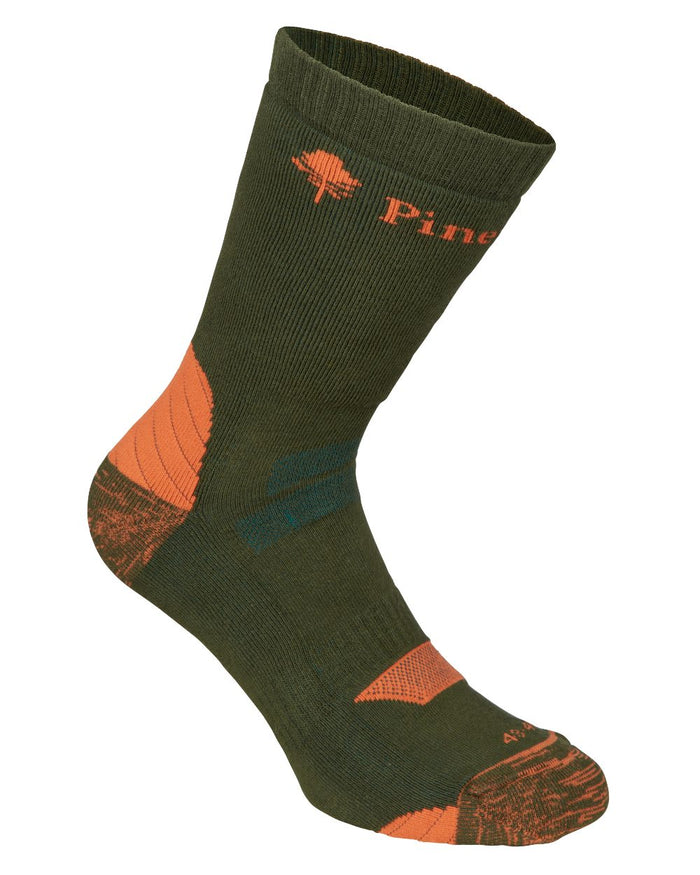 Olive coloured Pinewood Insectsafe Long Socks on white background #colour_olive