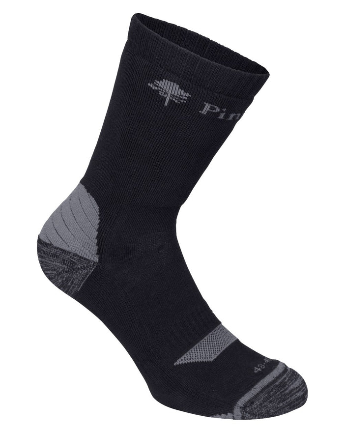 Black coloured Pinewood Insectsafe Long Socks on white background #colour_black