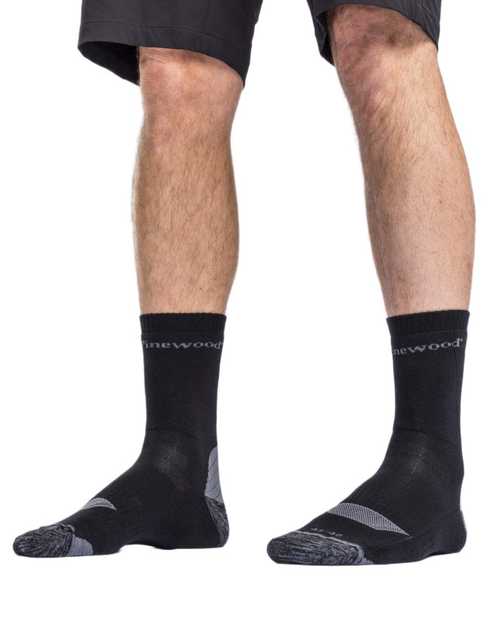 Black coloured Pinewood Insectsafe Long Socks on white background #colour_black