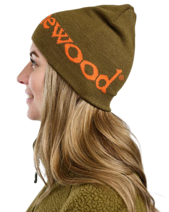 Green Orange Coloured Pinewood Melange Hat on white background #colour_green-orange